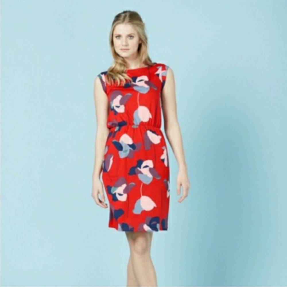 Boden Blackberry Red Poppy Summer Dress 8L